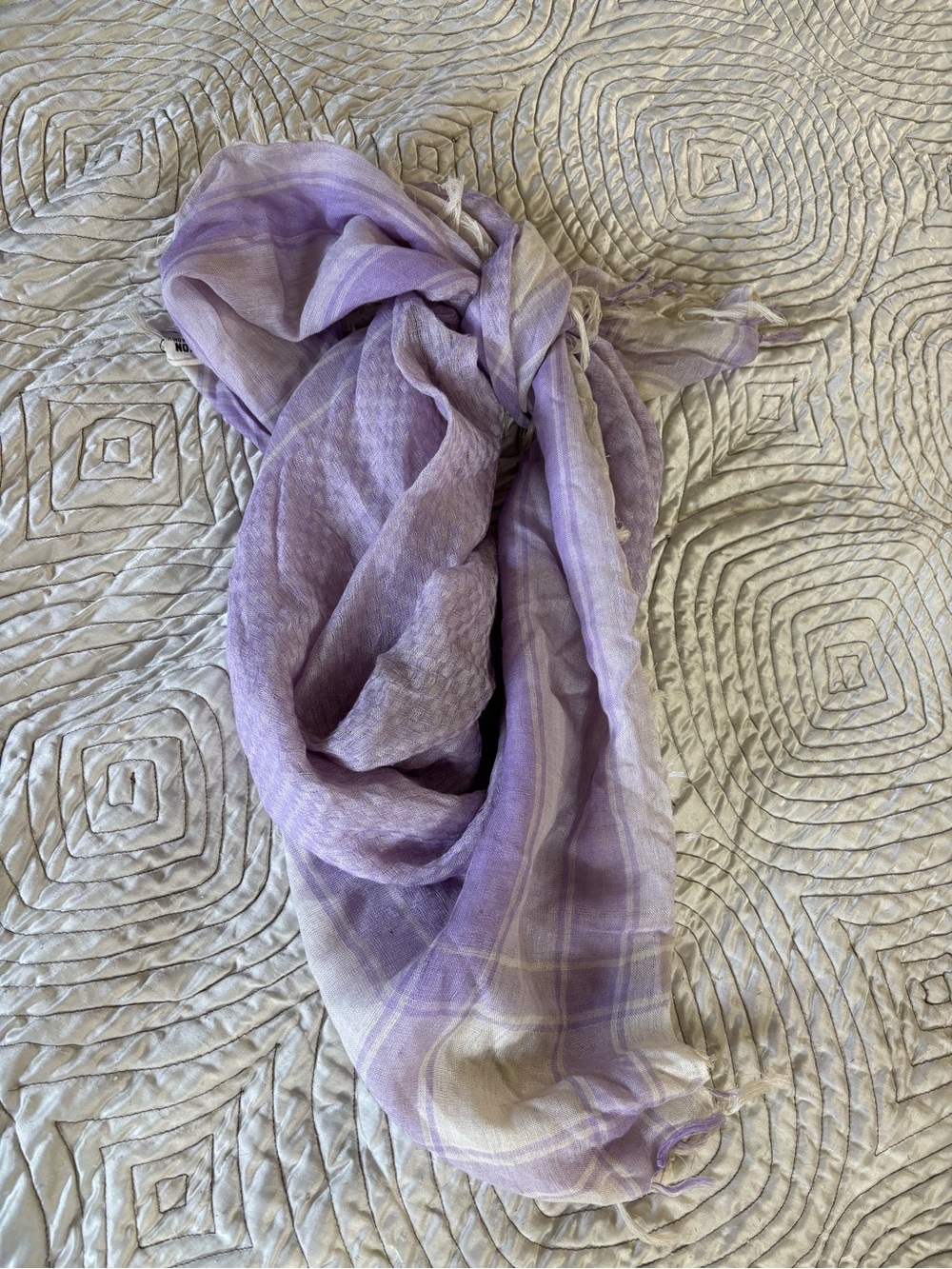 Rayon Lilac Lavender Lightweight Fringed Scarf/ Wrap 48” Square Made in India